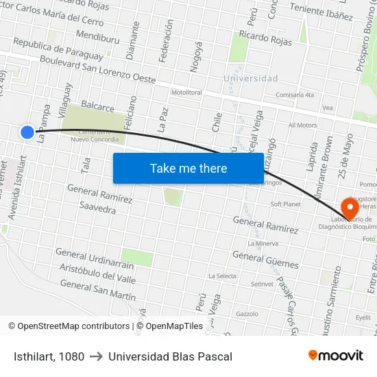 Isthilart, 1080 to Universidad Blas Pascal map