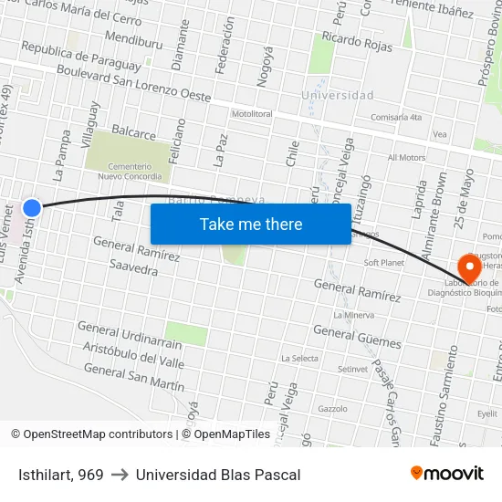 Isthilart, 969 to Universidad Blas Pascal map
