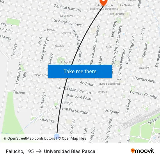 Falucho, 195 to Universidad Blas Pascal map