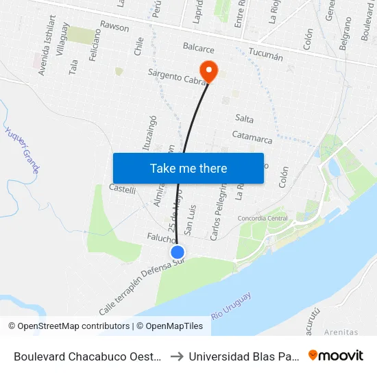 Boulevard Chacabuco Oeste, 75 to Universidad Blas Pascal map