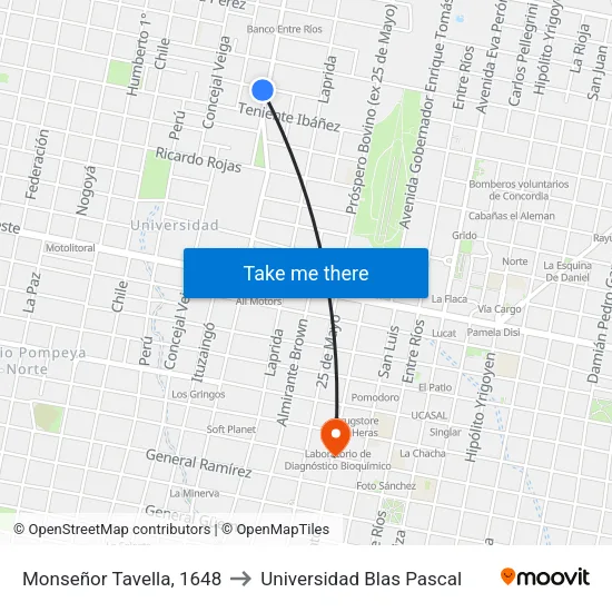 Monseñor Tavella, 1648 to Universidad Blas Pascal map