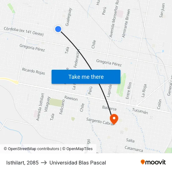 Isthilart, 2085 to Universidad Blas Pascal map