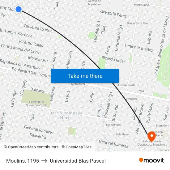 Moulins, 1195 to Universidad Blas Pascal map