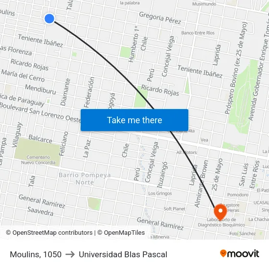 Moulins, 1050 to Universidad Blas Pascal map