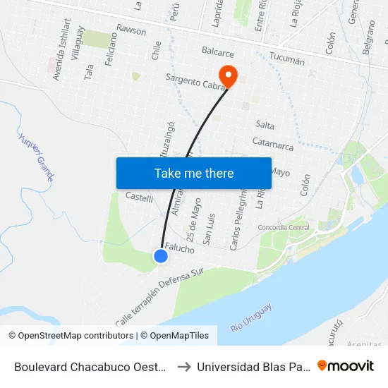 Boulevard Chacabuco Oeste, 244 to Universidad Blas Pascal map