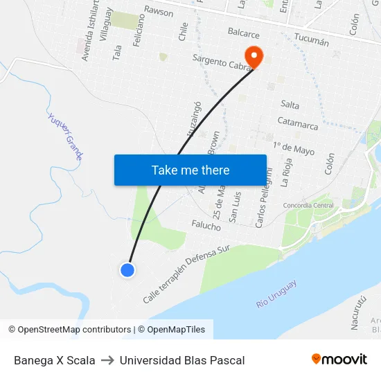 Banega X Scala to Universidad Blas Pascal map
