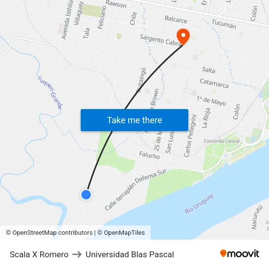 Scala X Romero to Universidad Blas Pascal map
