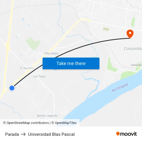 Parada to Universidad Blas Pascal map