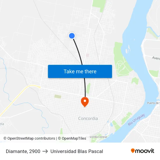 Diamante, 2900 to Universidad Blas Pascal map