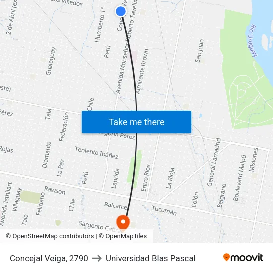 Concejal Veiga, 2790 to Universidad Blas Pascal map