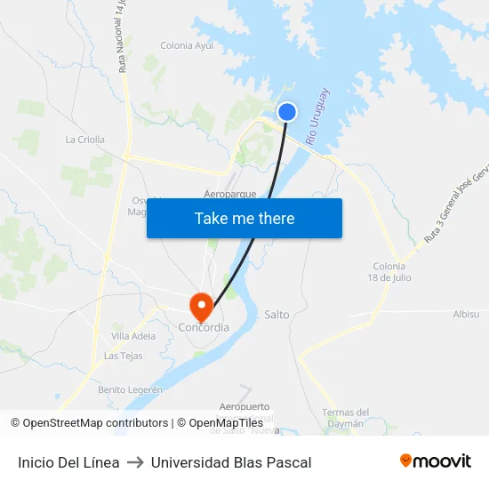 Inicio Del Línea to Universidad Blas Pascal map