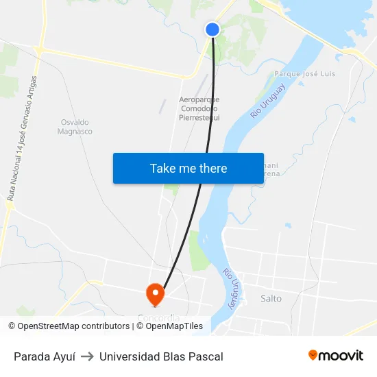 Parada Ayuí to Universidad Blas Pascal map