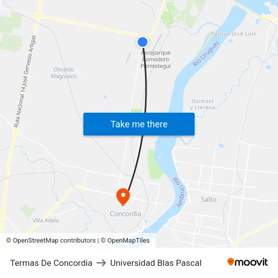 Termas De Concordia to Universidad Blas Pascal map