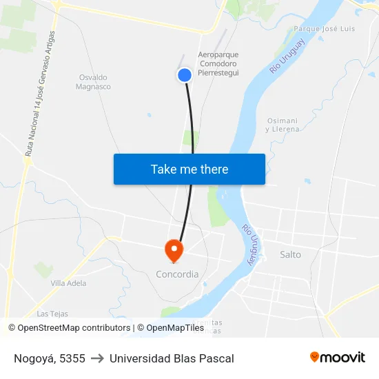 Nogoyá, 5355 to Universidad Blas Pascal map