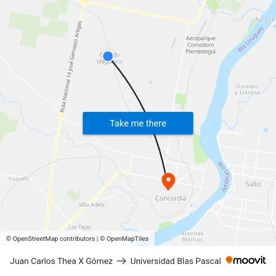 Juan Carlos Thea X Gómez to Universidad Blas Pascal map