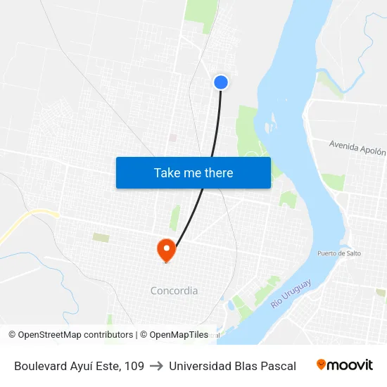 Boulevard Ayuí Este, 109 to Universidad Blas Pascal map