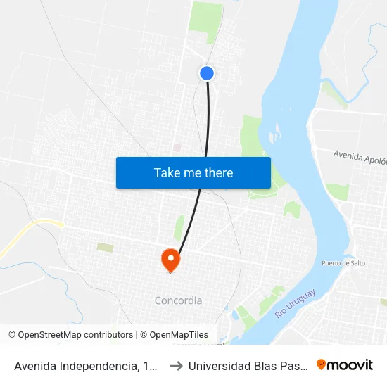 Avenida Independencia, 1352 to Universidad Blas Pascal map