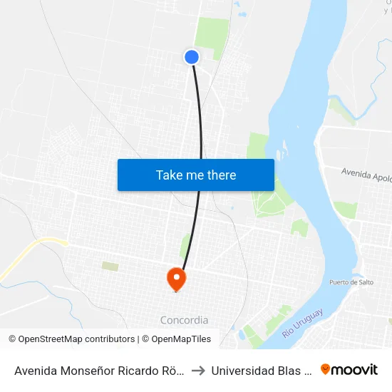 Avenida Monseñor Ricardo Rösch, 3653 to Universidad Blas Pascal map