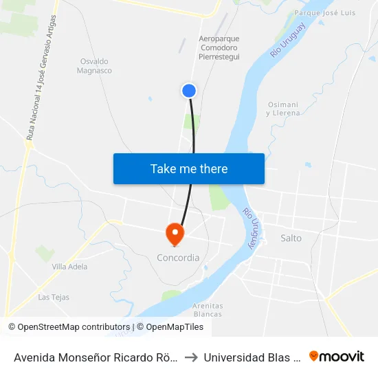 Avenida Monseñor Ricardo Rösch, 4699 to Universidad Blas Pascal map