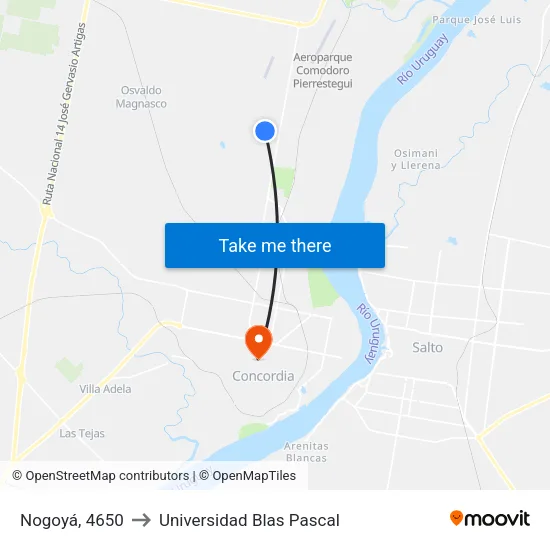 Nogoyá, 4650 to Universidad Blas Pascal map