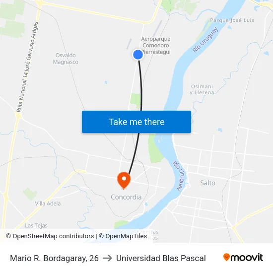 Mario R. Bordagaray, 26 to Universidad Blas Pascal map