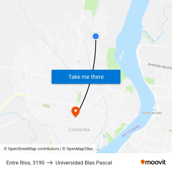 Entre Ríos, 3190 to Universidad Blas Pascal map