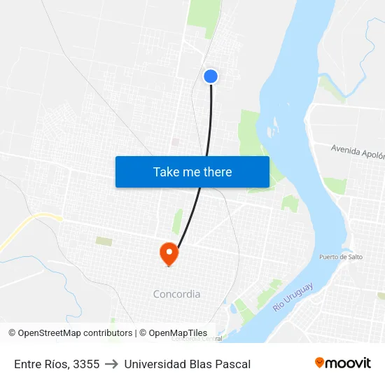 Entre Ríos, 3355 to Universidad Blas Pascal map