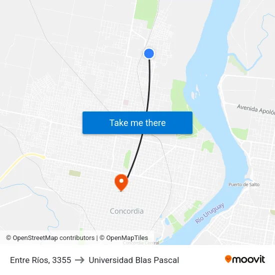 Entre Ríos, 3355 to Universidad Blas Pascal map
