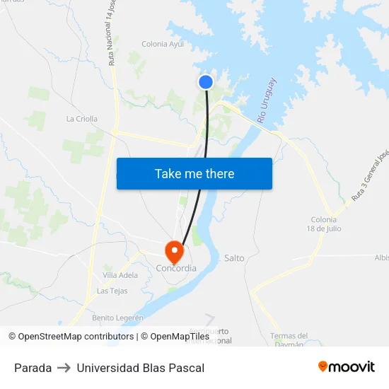 Parada to Universidad Blas Pascal map