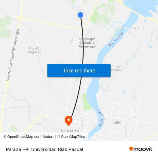 Parada to Universidad Blas Pascal map