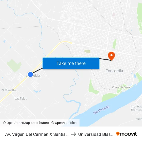 Av. Virgen Del Carmen X Santiago Fragalde to Universidad Blas Pascal map