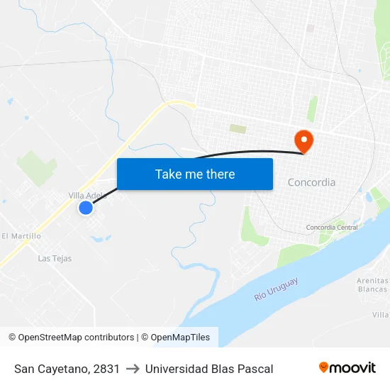 San Cayetano, 2831 to Universidad Blas Pascal map
