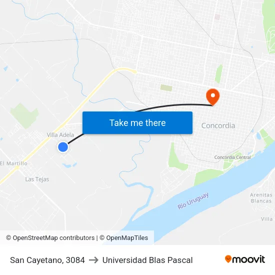 San Cayetano, 3084 to Universidad Blas Pascal map