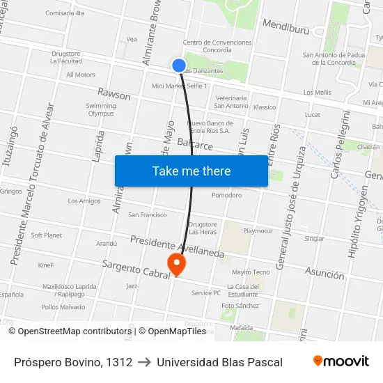 Próspero Bovino, 1312 to Universidad Blas Pascal map