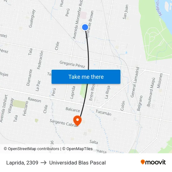 Laprida, 2309 to Universidad Blas Pascal map