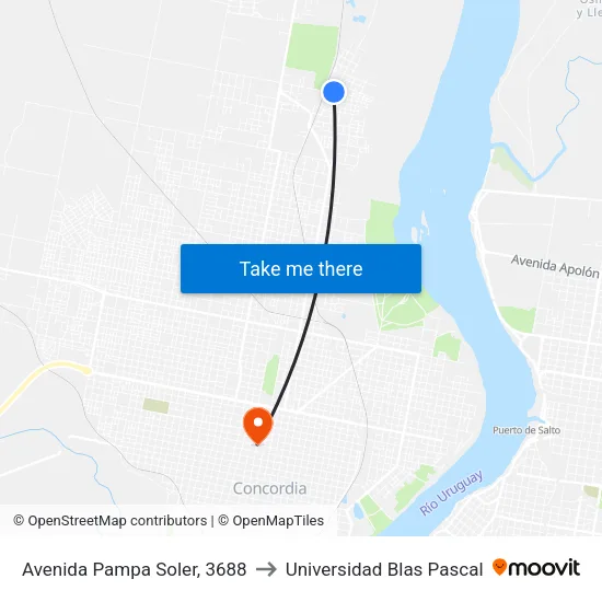 Avenida Pampa Soler, 3688 to Universidad Blas Pascal map