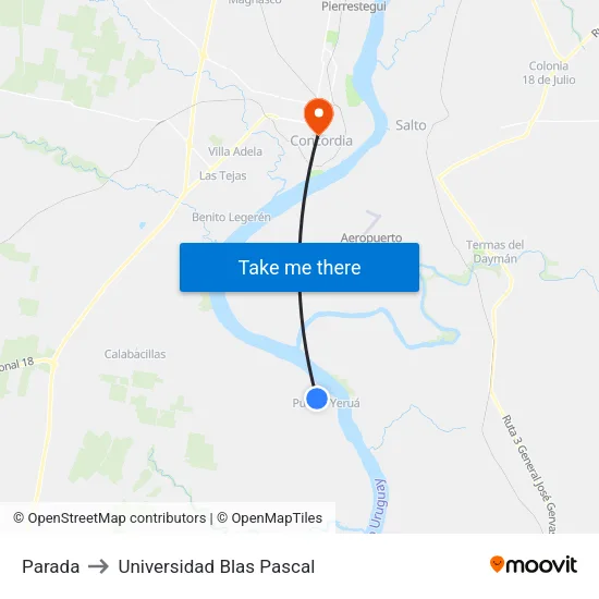 Parada to Universidad Blas Pascal map
