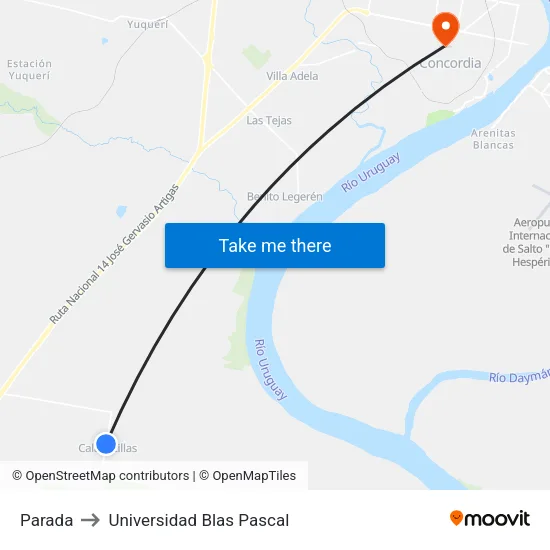 Parada to Universidad Blas Pascal map