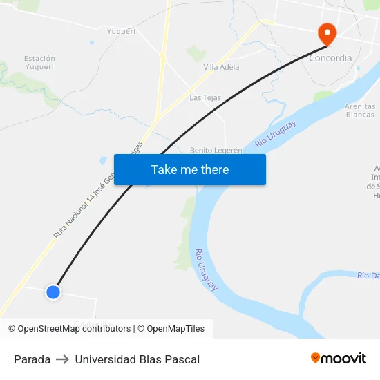 Parada to Universidad Blas Pascal map