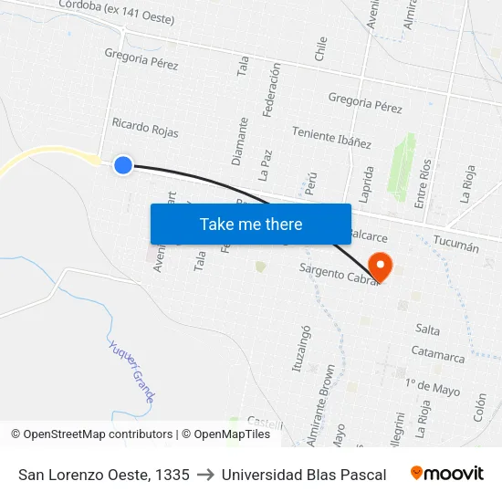 San Lorenzo Oeste, 1335 to Universidad Blas Pascal map