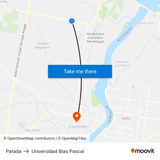 Parada to Universidad Blas Pascal map