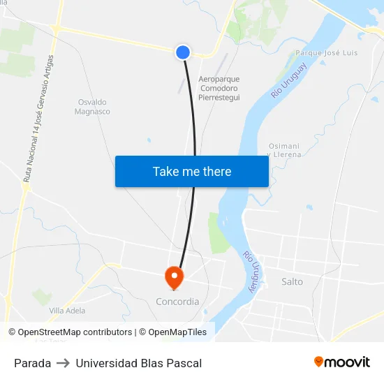 Parada to Universidad Blas Pascal map