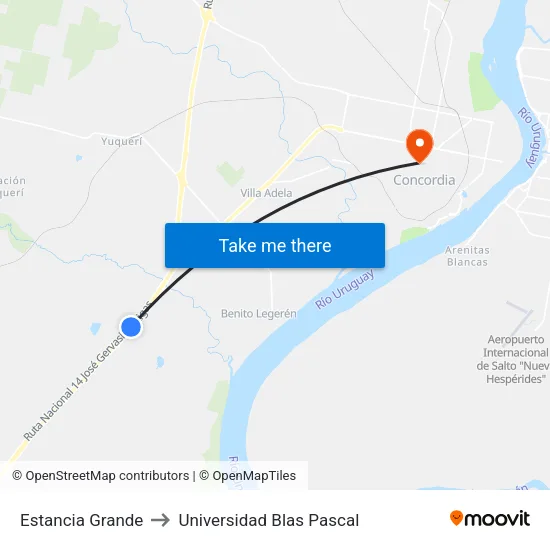 Estancia Grande to Universidad Blas Pascal map
