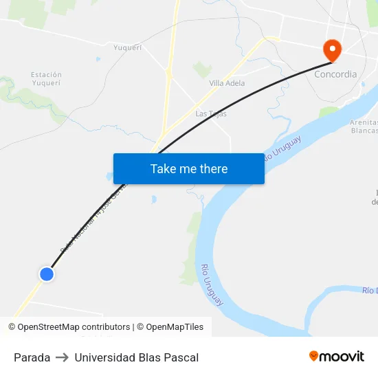 Parada to Universidad Blas Pascal map