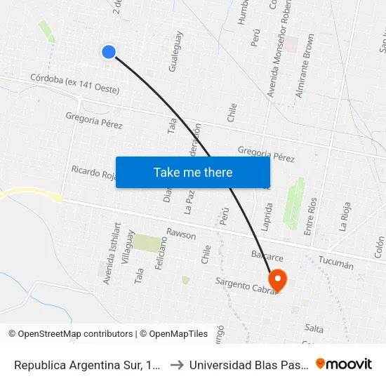 Republica Argentina Sur, 1390 to Universidad Blas Pascal map
