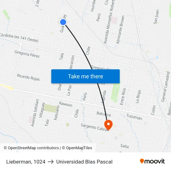 Lieberman, 1024 to Universidad Blas Pascal map