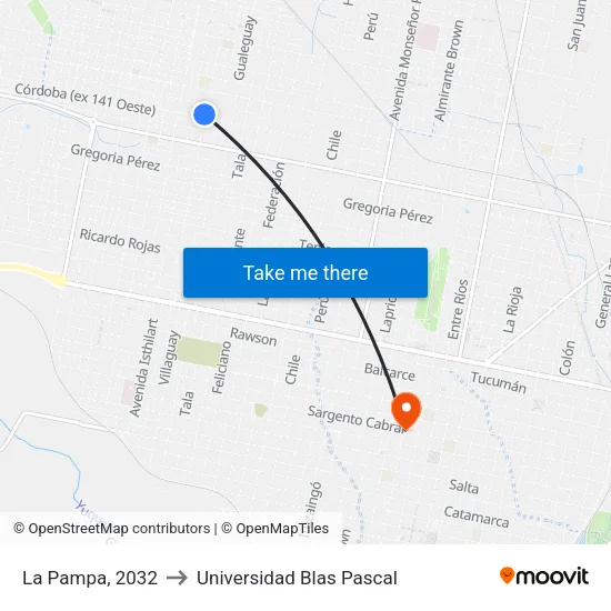La Pampa, 2032 to Universidad Blas Pascal map