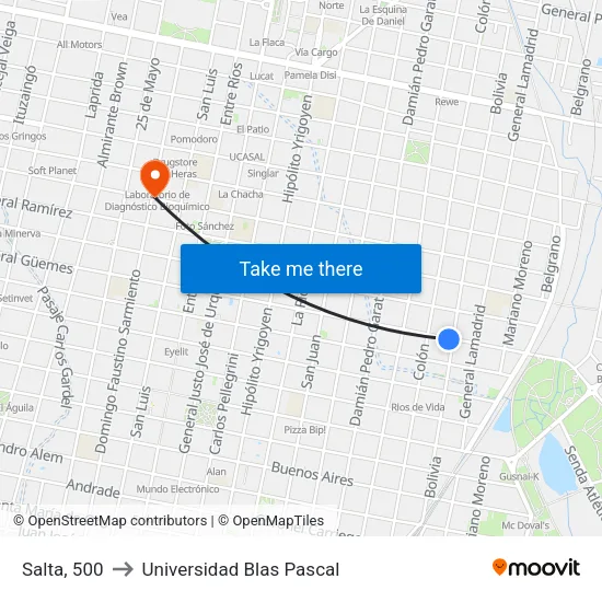 Salta, 500 to Universidad Blas Pascal map