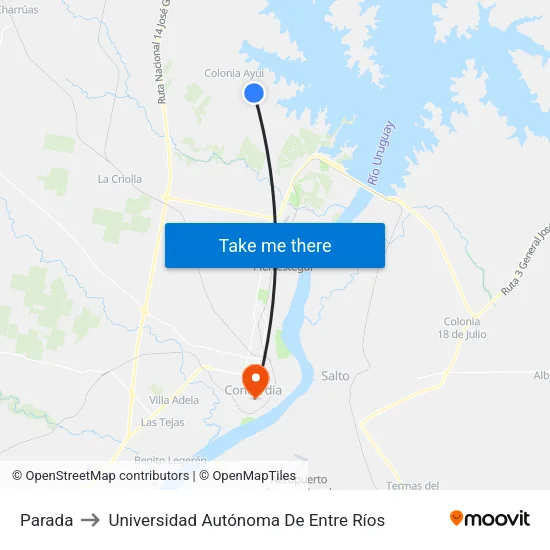 Parada to Universidad Autónoma De Entre Ríos map