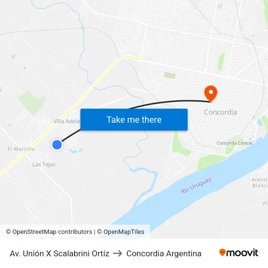 Av. Unión X Scalabrini Ortíz to Concordia Argentina map
